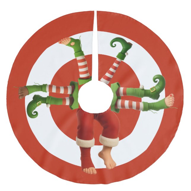 Funny Elf Legs | North Pole Fun Christmas Tree Ski Brushed Polyester Tree Skirt (Front)