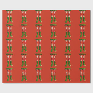 Funny Elf Legs North Pole Mischief Christmas Wrapping Paper