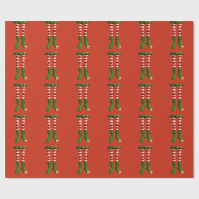 Funny Elf Legs | North Pole Mischief Christmas  Wrapping Paper (Flat)