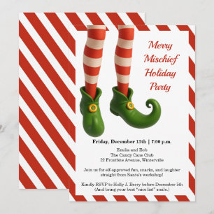 Funny Elf Legs   North Pole Mischief Holiday Invit Invitation
