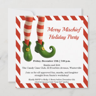 Funny Elf Legs North Pole Mischief Holiday Invit Save The Date