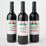 Funny Elf Merry Christmas  Wine Label<br><div class="desc">From our Cute Elf Christmas Collection</div>