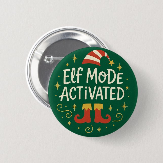 Funny Elf Mode Activated Christmas  6 Cm Round Badge (Front & Back)