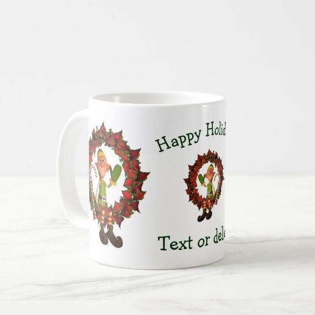 Funny Elf Personalised Christmas Holiday  Coffee Mug (Front Left)