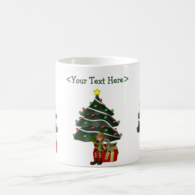 Funny Elf Personalised Christmas Holiday Mug (Center)