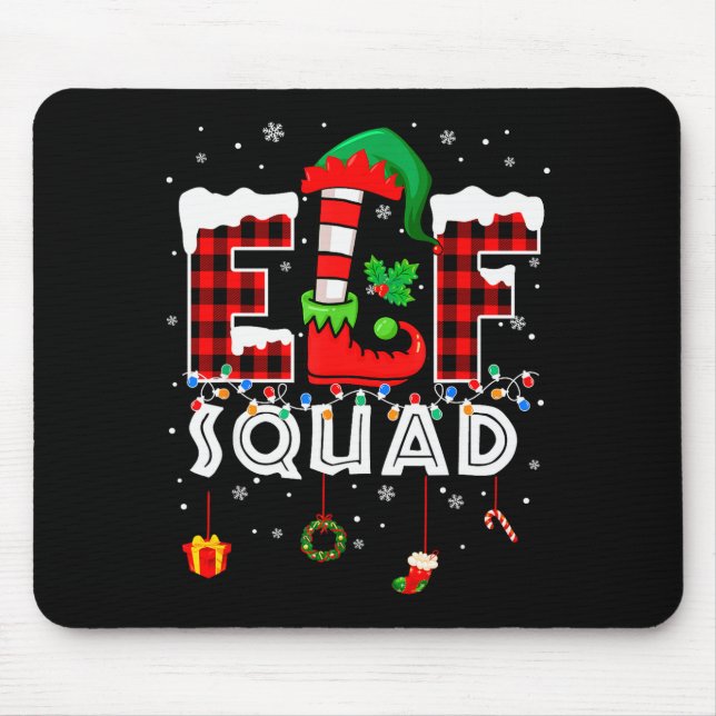 Funny Elf Squad Christmas Family Matching Pajamas  Mouse Pad (Front)