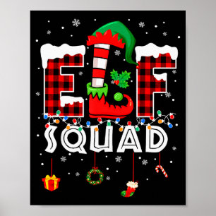 Funny Elf Squad Christmas Family Matching Pajamas Poster