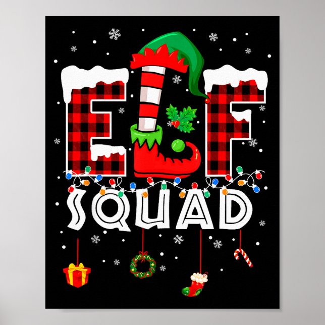 Funny Elf Squad Christmas Family Matching Pajamas  Poster (Front)