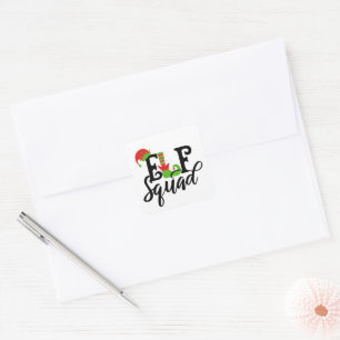 Funny elf squad Christmas word art Square Sticker