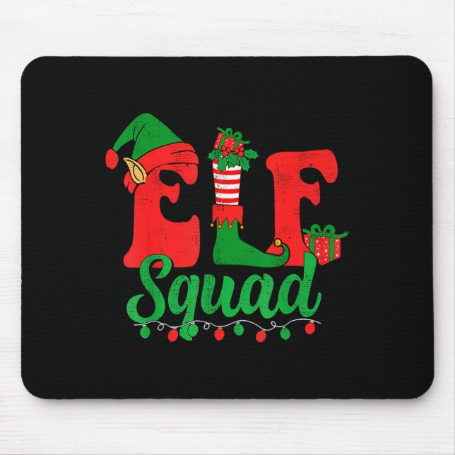 Funny Elf Squad Santa Hat Family Matching Christma Mouse Pad (Front)