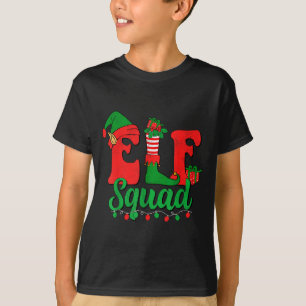 Funny Elf Squad Santa Hat Family Matching Christma T-Shirt