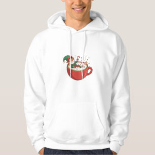 Funny Elf Taking Bathub on Matcha Drink  Hoodie