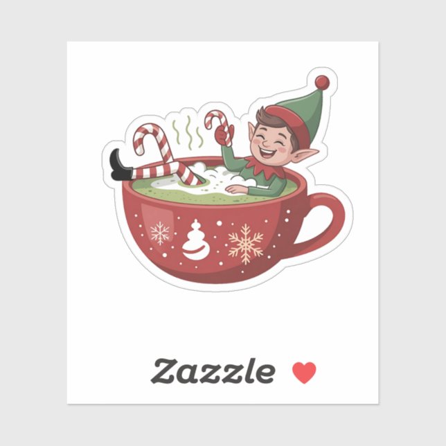 Funny Elf Taking Matcha Bathub Christmas (Sheet)