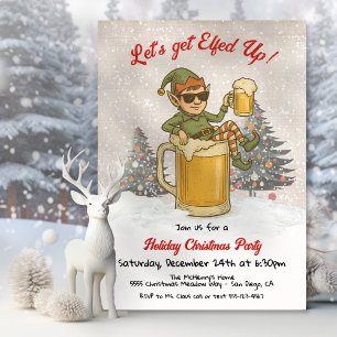Funny Elfed Up Beer Holiday Christmas Party Invitation