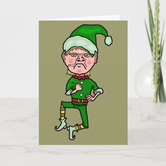 Funny Elfin Christmas Holiday Card (Front)