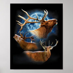 Funny Elk Hunting Shirt - Elk Shirt Elk Howling At Poster