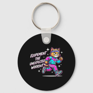 Funny Elopement The Unexpected Workout Retro Cat Key Ring