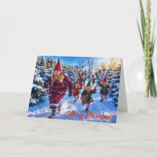 Funny Elves and Axes Christmas Greeting Card! Card