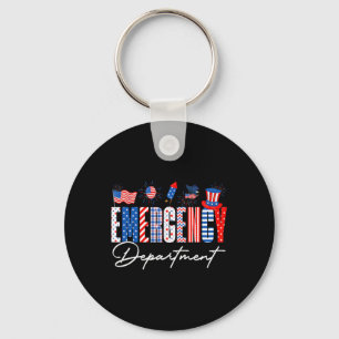 Funny Emergency Department Er Nurse Usa Flag 4th O Key Ring