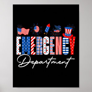 Funny Emergency Department Er Nurse Usa Flag 4th O Poster