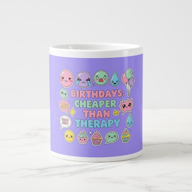 Funny Emoji Birthday Quote Graphic Large Coffee Mug (Front)
