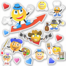 Funny emoji characters Custom-Cut Vinyl Sticker