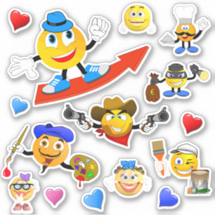 Funny emoji characters Custom-Cut Vinyl Sticker