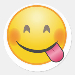 Funny Emoji face savouring delicious food yellow Classic Round Sticker