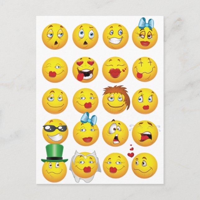 Funny Emoji Faces Cool Awesome Smiles Postcard (Front)