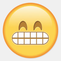 Funny emoji glossy round sticker