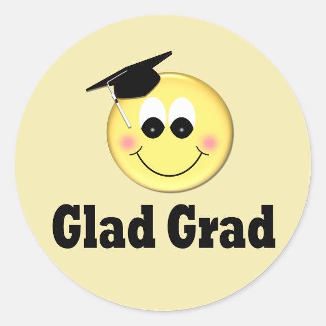 Funny Emoji Graduation Classic Round Sticker (Front)