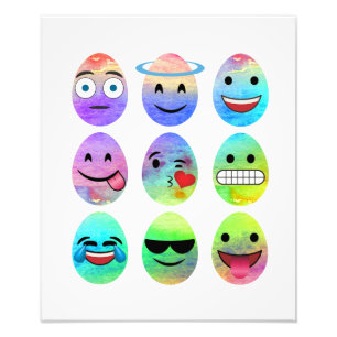 Funny Emojis, Easter Emoji Eggs, Emoticon Egg Photo Print