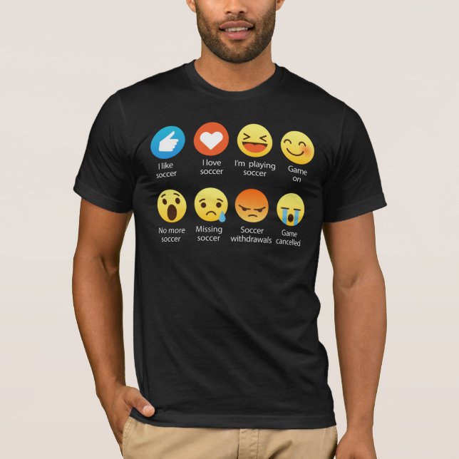 Funny Emoticon (emoji) I Love Soccer T-Shirt (Front)