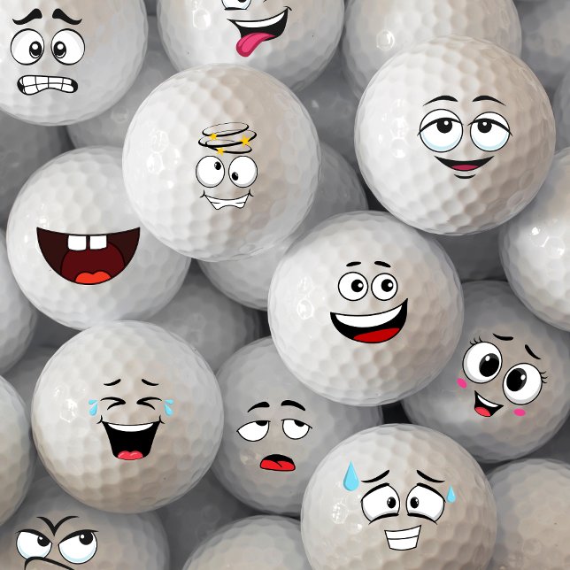 Funny Emoticon Golf Balls (Golf Balls Emotion Face)