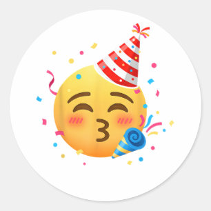 Funny Emoticon Party Classic Round Sticker