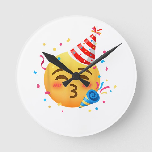 Funny Emoticon Party Round Clock (Front)