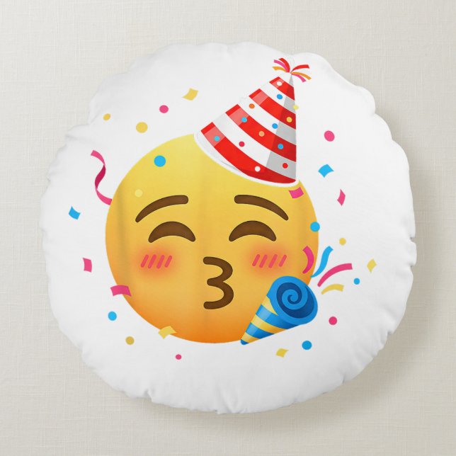 Funny Emoticon Party Round Cushion (Front)