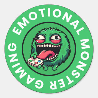 Funny Emotional Monster Gaming Classic Round Sticker
