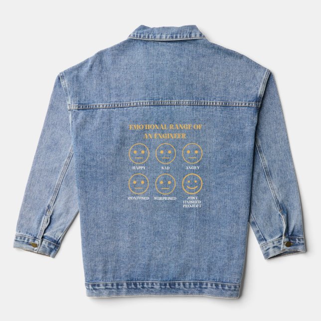 Funny Emotional Range Of An Engineer  Denim Jacket (Back)