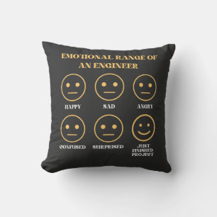 Funny Emotional Range Of An Engineer Faces Fan  Cushion