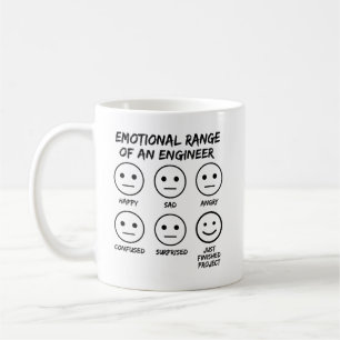 Funny Emotional Range Of An Engineer Fan Faces Coffee Mug
