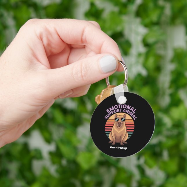 Funny Emotional Support Animal Capybara Lover Gift Key Ring (Hand)