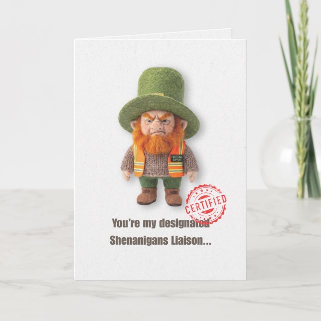 Funny Emotional Support Leprechaun Card (Front)
