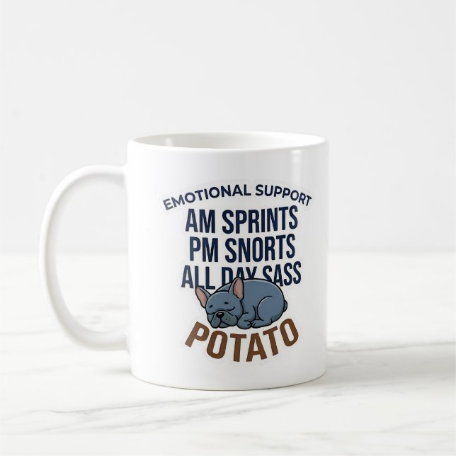 Funny Emotional Support Potato French Bulldog Gift Coffee Mug (Left)