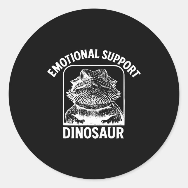 Funny Emotional Suprt Dinosaur  Classic Round Sticker (Front)