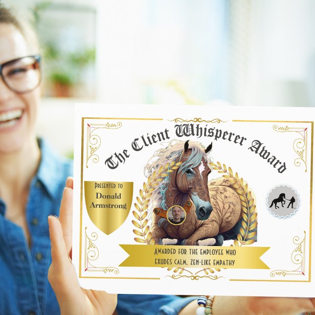 Funny Employee Appreciation - Client Whisperer (Funny employee appreciation awards lift morale and motivate people. )