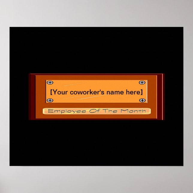 Funny Employee of the Month Your Name Plate Poster (Front)