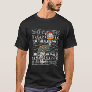 Funny Emu Bird Lover Santa Hat Ugly Emu Christmas T-Shirt