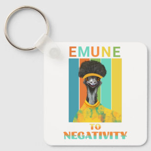 Funny Emu Bird Pun - Emune to Negativity  Key Ring