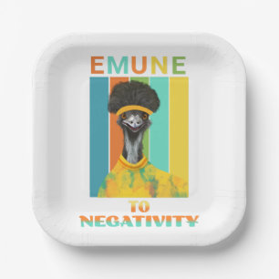 Funny Emu Bird Pun - Emune to Negativity  Paper Plate